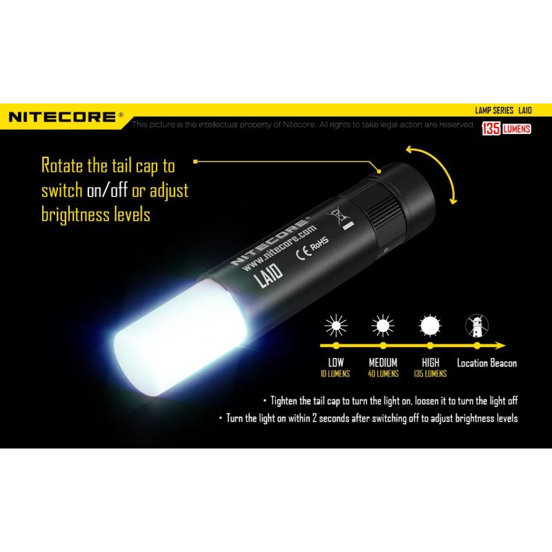 NITECORE LA10 kompaktná mini baterka EDC 135 lúmenov dizajn balzamu na pery ideálna na camping a každodenné nosenie