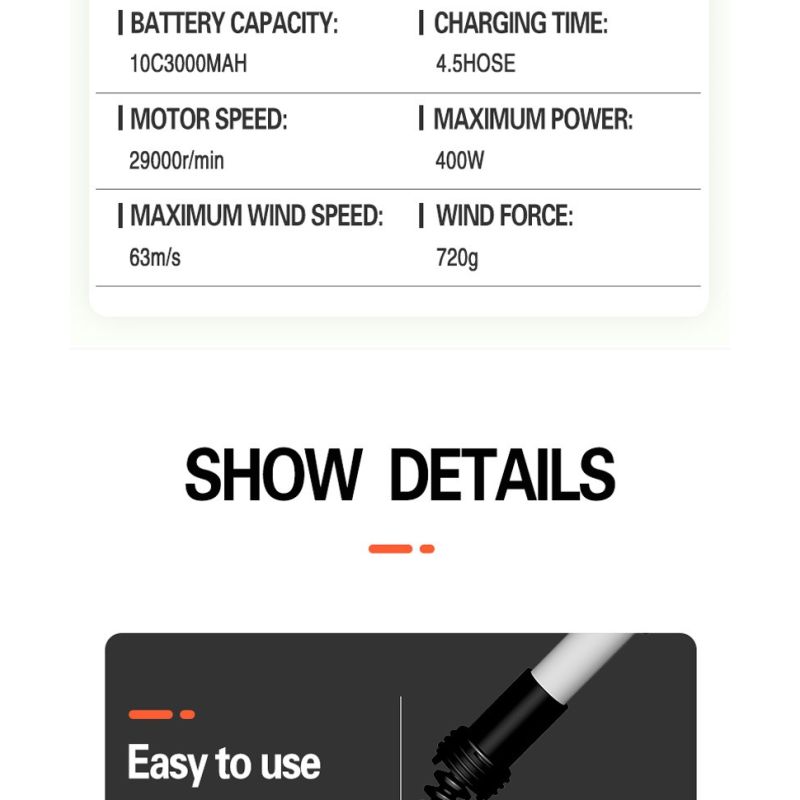 Ručný Výkonný Fúkač Lístia/Snehu, Bezdrôtový, Skladací, 6800 ot./min, Záhradný!