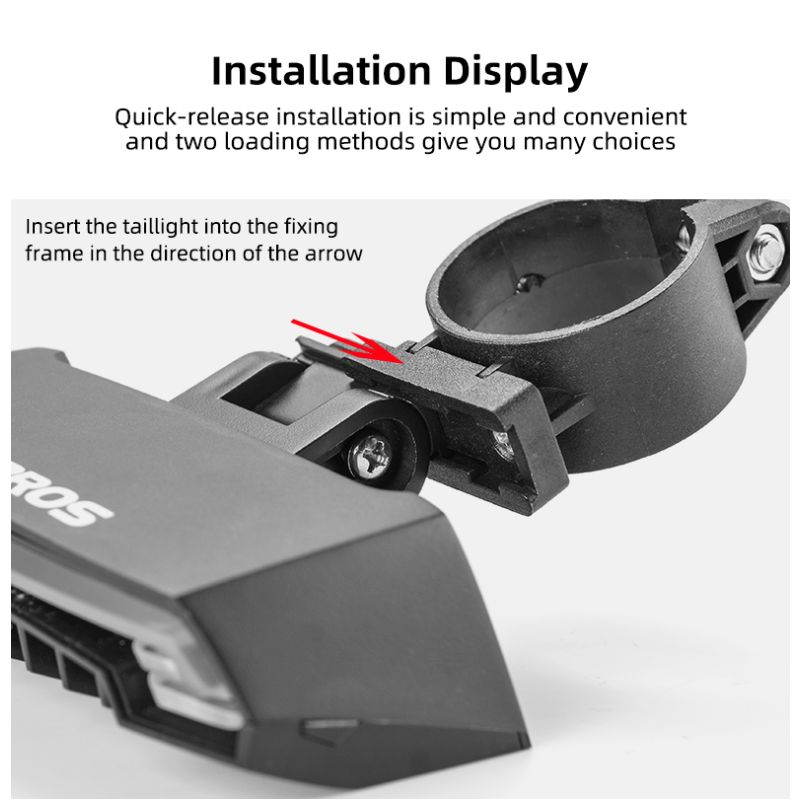 ROCKBROS LKWD-R1 cyklistické svetlo inteligentné USB LED projektor laseru pre bezpečnú mestskú a MTB jazdu