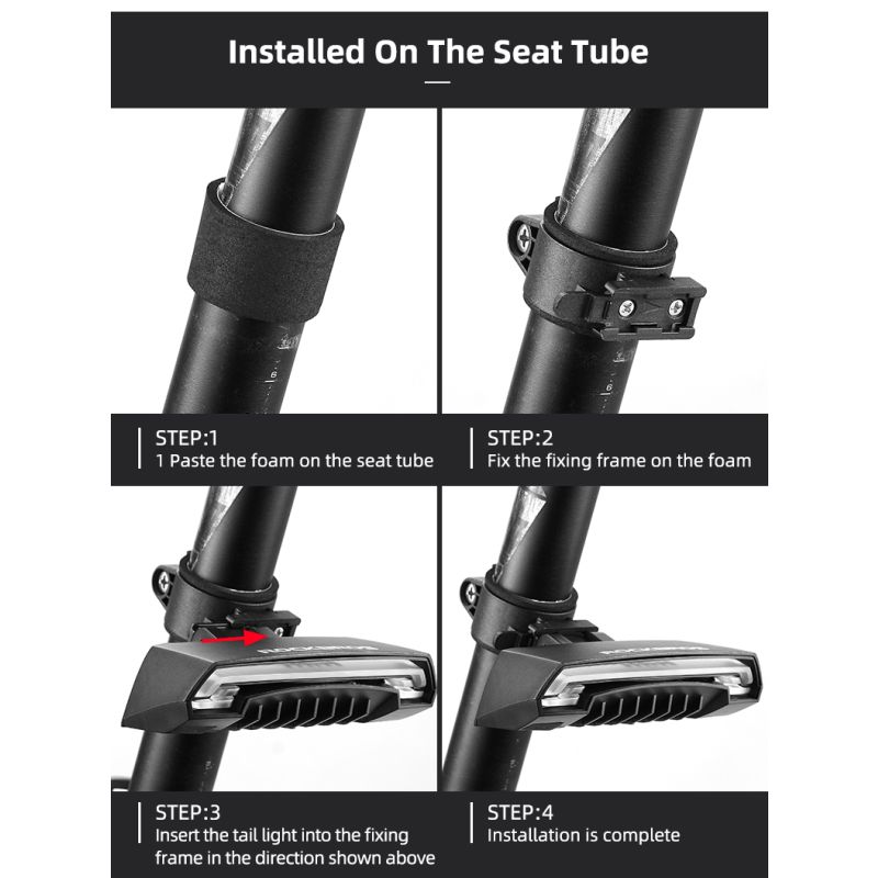ROCKBROS LKWD-R1 cyklistické svetlo inteligentné USB LED projektor laseru pre bezpečnú mestskú a MTB jazdu