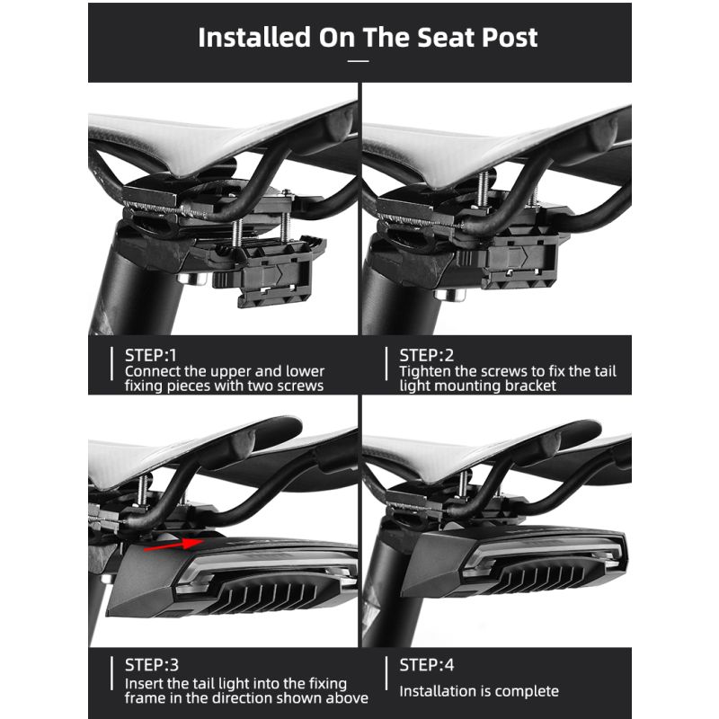 ROCKBROS LKWD-R1 cyklistické svetlo inteligentné USB LED projektor laseru pre bezpečnú mestskú a MTB jazdu