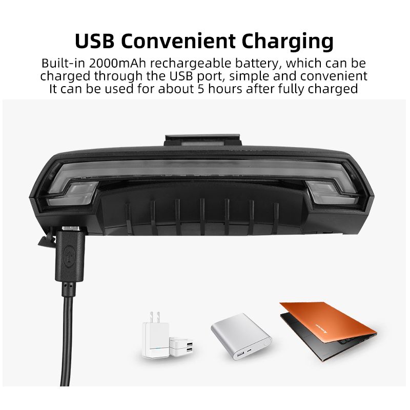 ROCKBROS LKWD-R1 cyklistické svetlo inteligentné USB LED projektor laseru pre bezpečnú mestskú a MTB jazdu