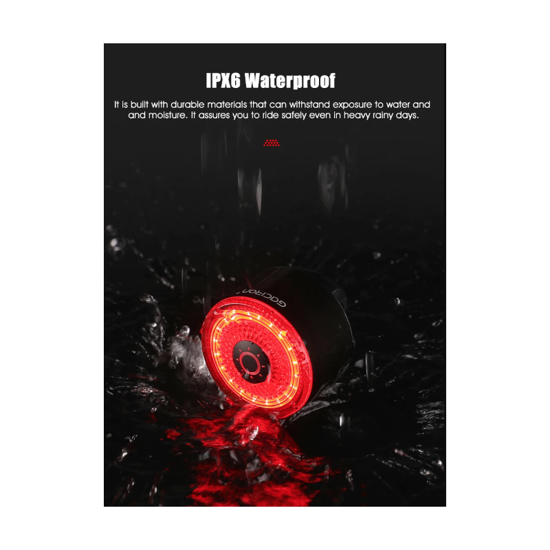 Gaciron LOOP-100 zadné svetlá na bicykel s brzdovým senzorom vysoký jas a hliníková zliatina pre bezpečnosť