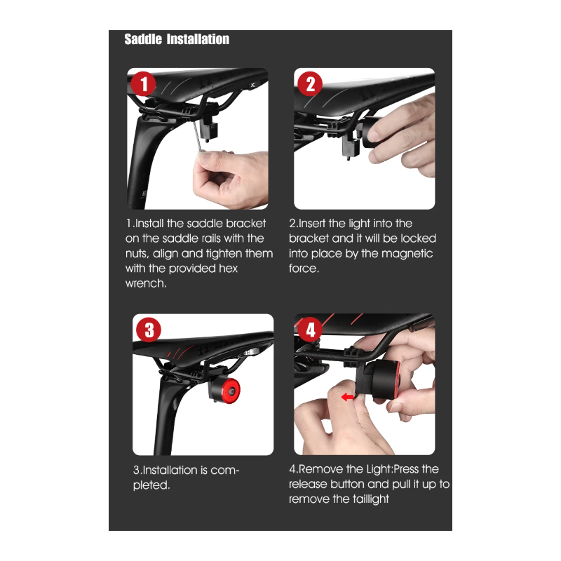 Gaciron LOOP-100 zadné svetlá na bicykel s brzdovým senzorom vysoký jas a hliníková zliatina pre bezpečnosť