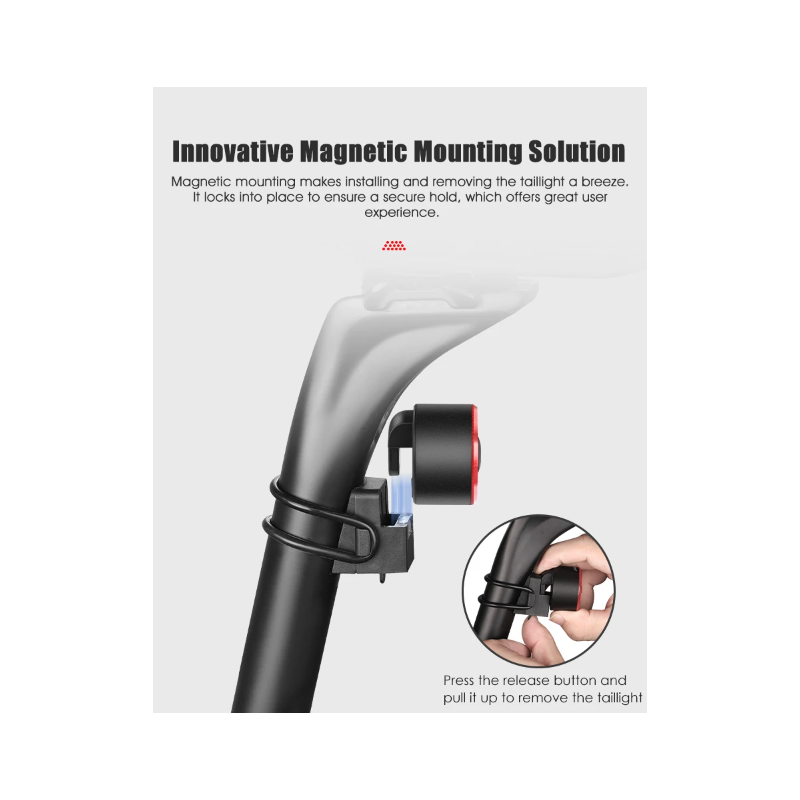 Gaciron LOOP-100 zadné svetlá na bicykel s brzdovým senzorom vysoký jas a hliníková zliatina pre bezpečnosť