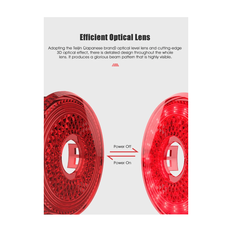 Gaciron LOOP-100 zadné svetlá na bicykel s brzdovým senzorom vysoký jas a hliníková zliatina pre bezpečnosť