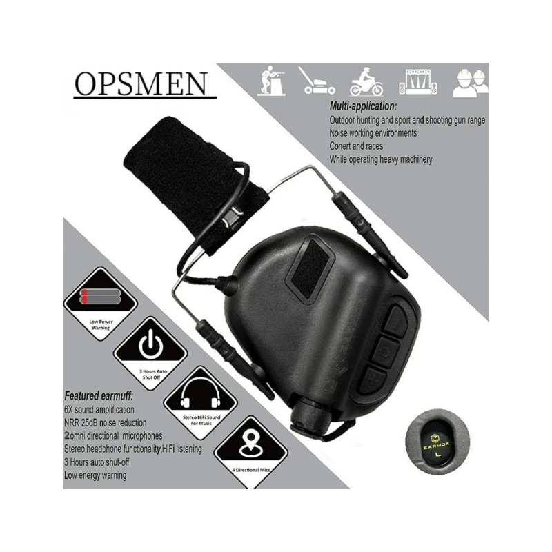 EARMOR Taktické slúchadlá M31 MOD4 pre vonkajšie poľovníctvo a ochranu sluchu s pohodlnými náušníkmi