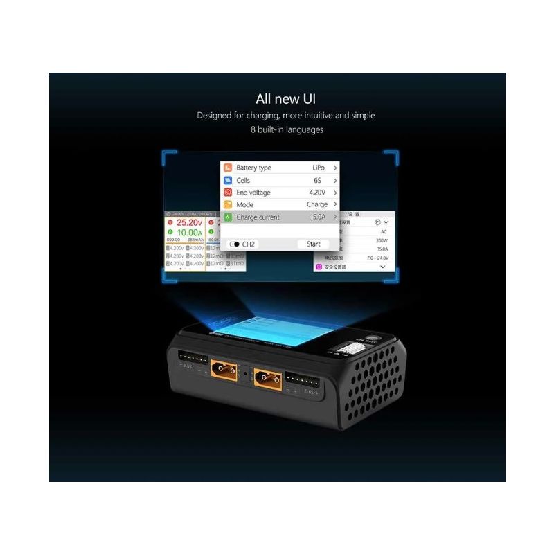 ToolkitRC M6D 500W 15A dvojkanálová MINI nabíjačka pre LiPo Lion rýchle nabíjanie a vysoký výkon