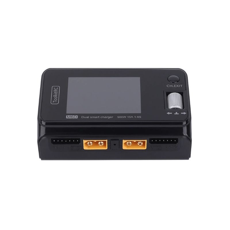 ToolkitRC M6D 500W 15A dvojkanálová MINI nabíjačka pre LiPo Lion rýchle nabíjanie a vysoký výkon