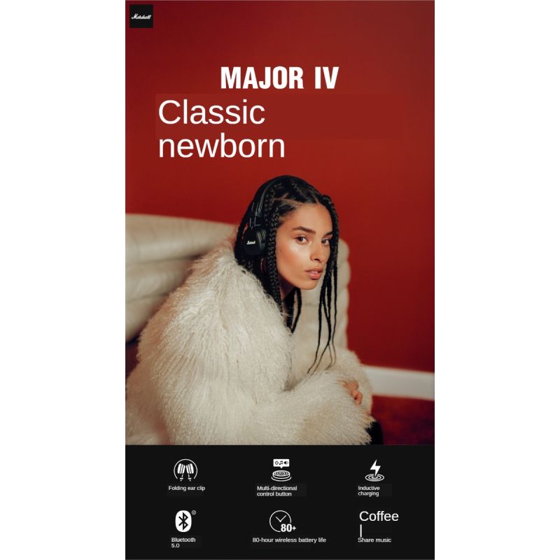 MARSHALL Bluetooth Major III bezdrôtové slúchadlá s mikrofónom a hlbokými basmi pre športové hry a hudbu