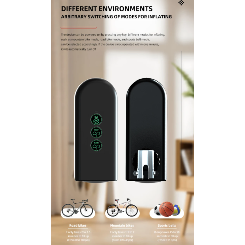 Prenosná elektrická pumpa z hliníkovej zliatiny kompaktná cyklistická pumpa s vysoko presným snímačom tlaku