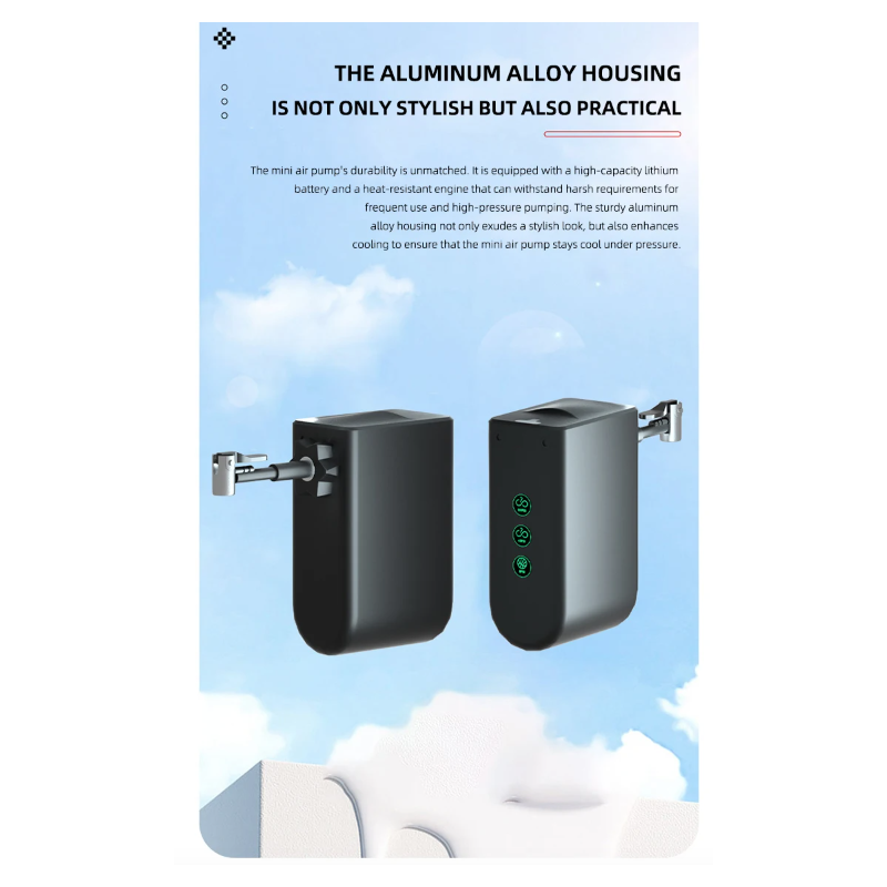 Prenosná elektrická pumpa z hliníkovej zliatiny kompaktná cyklistická pumpa s vysoko presným snímačom tlaku