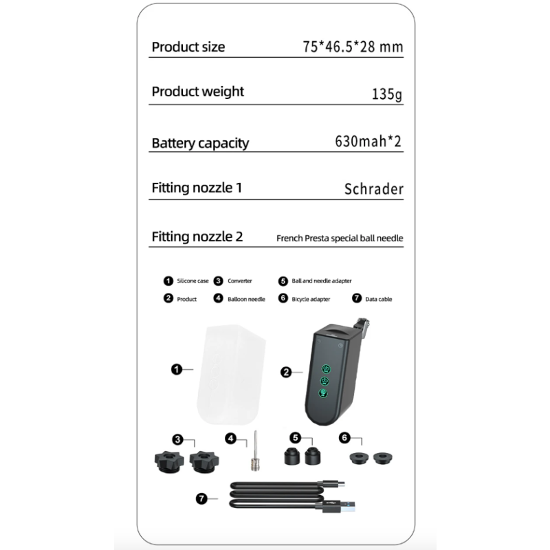 Prenosná elektrická pumpa z hliníkovej zliatiny kompaktná cyklistická pumpa s vysoko presným snímačom tlaku