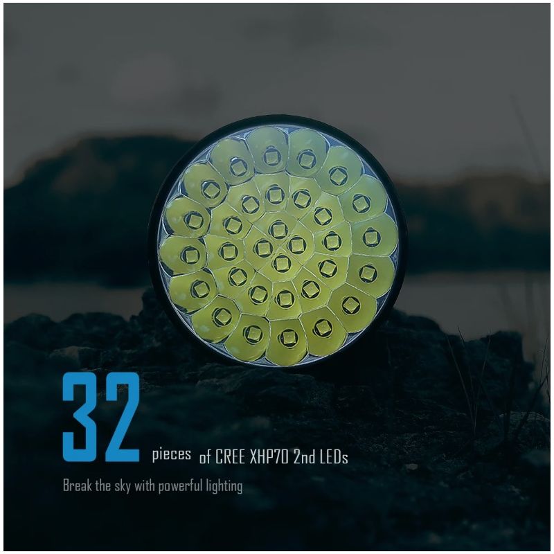 IMALENT MS32 200000 lúmenov vysokovýkonná LED baterka robustná odolnosť vonkajšie dobrodružné osvetlenie