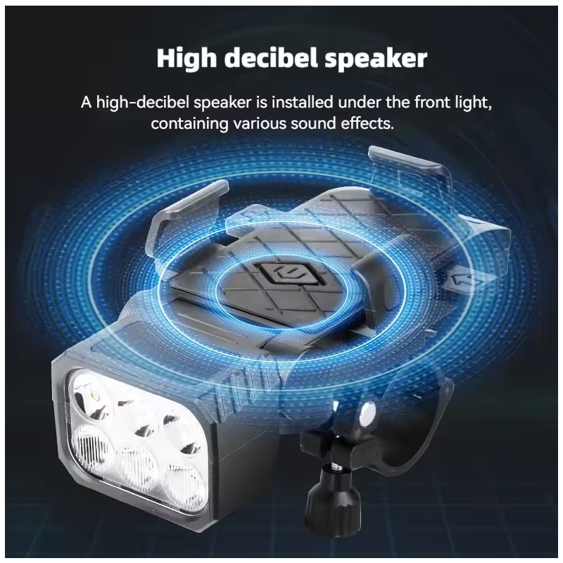 Bezpečná jazda! Predné svetlo na bicykel 3 v 1: húkačka, držiak na mobil, USB-C. Multifunkčné cyklosvetlo.