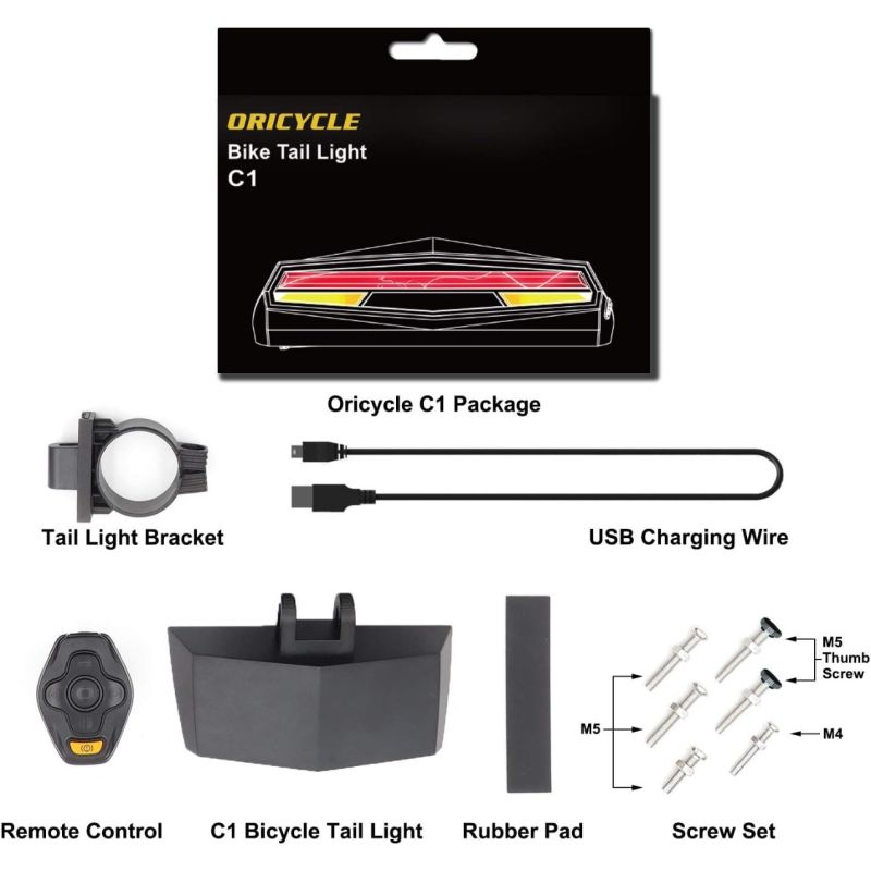 Ampulla C1 LED dobíjacie zadné svetlo na bicykel: Diaľkové ovládanie, smerovky, laserová dráha. Bezpečnosť!