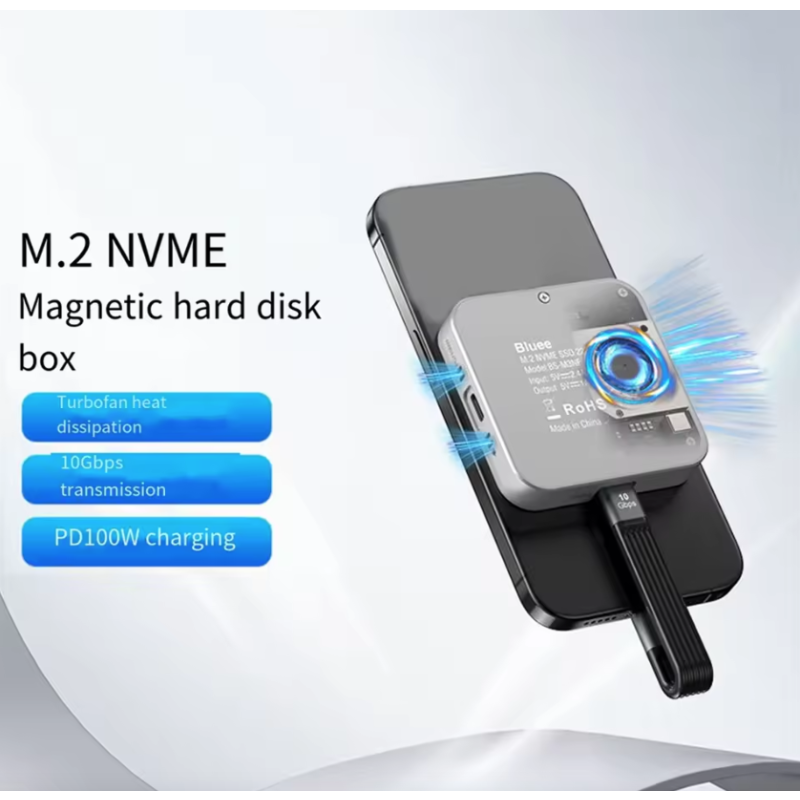 Blueendless M.2 magnetická dokovacia stanica pre NVMe SSD | 10Gbps USB-C 3.2, 100W PD, 4K HDMI, čítačka SD/TF