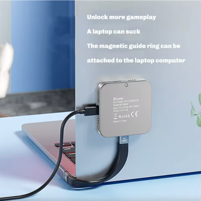 Blueendless M.2 magnetická dokovacia stanica pre NVMe SSD | 10Gbps USB-C 3.2, 100W PD, 4K HDMI, čítačka SD/TF