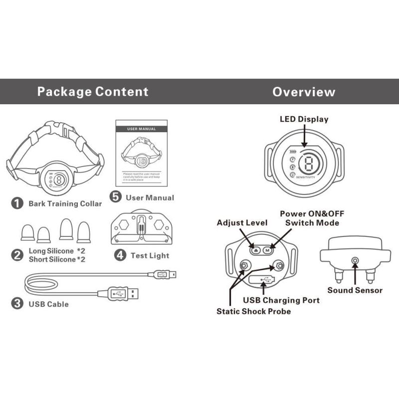 Inovatívny elektronický tréner psov s farbenou obrazovkou proti štekaniu efektívna kontrola štekania