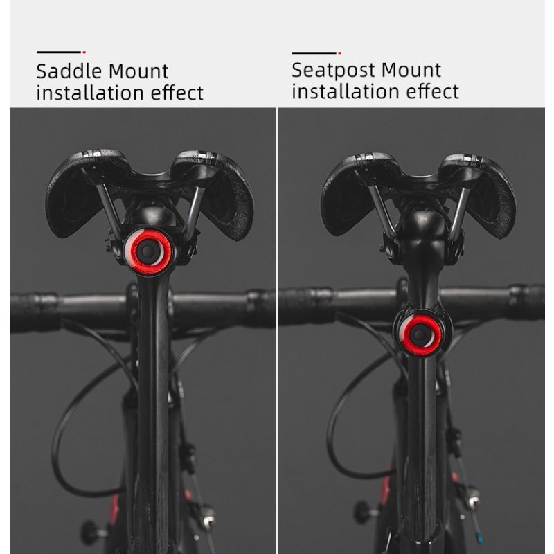 ROCKBROS Q3 zadné svetlo na MTB a nočnú cyklistiku s inteligentným senzorom brzdy a IPX6 vodotesnosťou