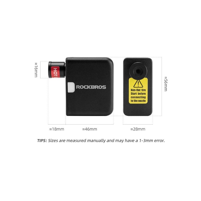 ROCKBROS prenosná mini elektrická pumpa 100PSI na auto bicykel motorku ľahká a nabíjateľná s odolným dizajnom