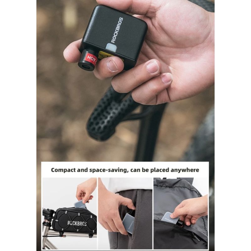 ROCKBROS prenosná mini elektrická pumpa 100PSI na auto bicykel motorku ľahká a nabíjateľná s odolným dizajnom