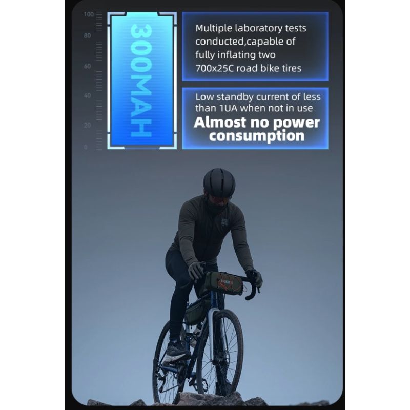 ROCKBROS prenosná mini elektrická pumpa 100PSI na auto bicykel motorku ľahká a nabíjateľná s odolným dizajnom