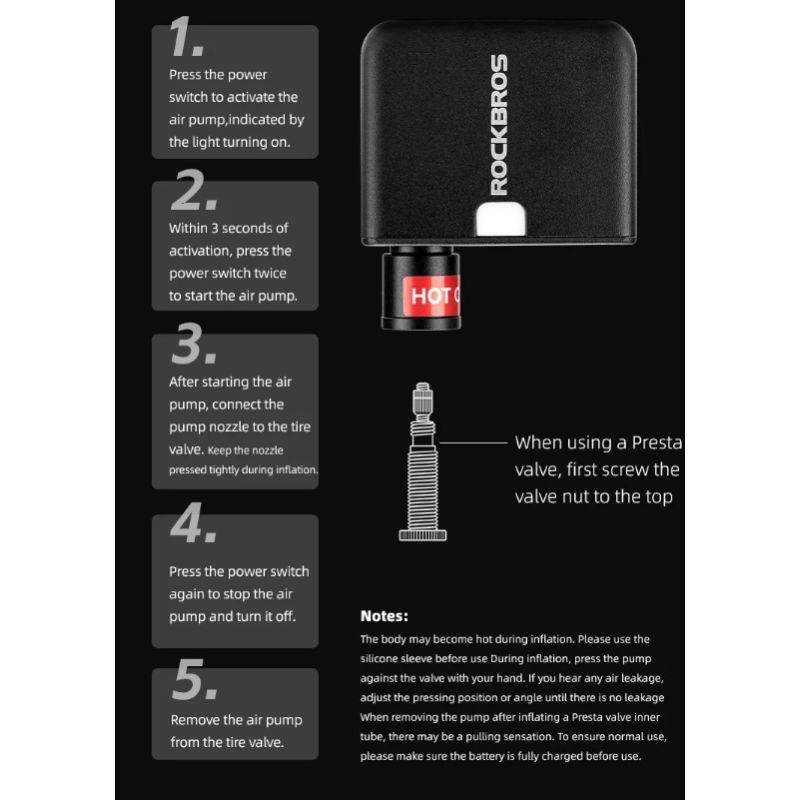 ROCKBROS prenosná mini elektrická pumpa 100PSI na auto bicykel motorku ľahká a nabíjateľná s odolným dizajnom
