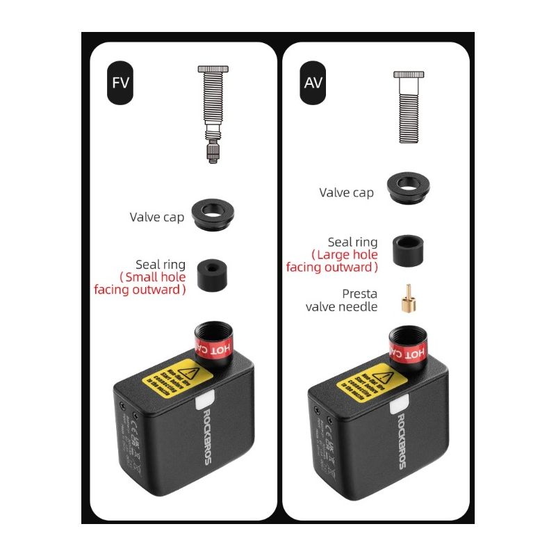 ROCKBROS prenosná mini elektrická pumpa 100PSI na auto bicykel motorku ľahká a nabíjateľná s odolným dizajnom