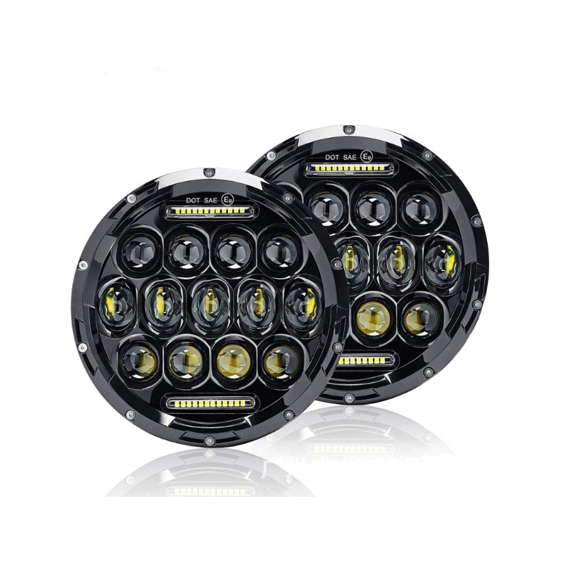 7-palcový motocyklový LED svetlomet Beam DRL Blinker pre Harley Jeep Wrangler 75W IP67 6000K svetlo