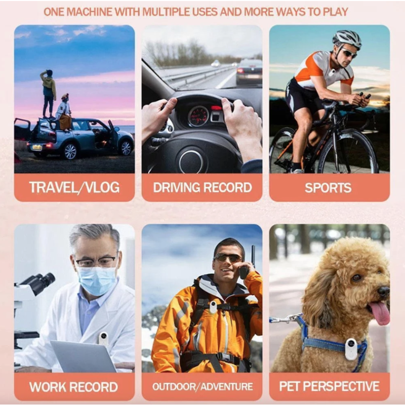 WiFi Mini HD Kamera na Motorku/Bicykel, Športová Kamera s Klipom, Outdoor Hands-Free Kamera, Prenosná