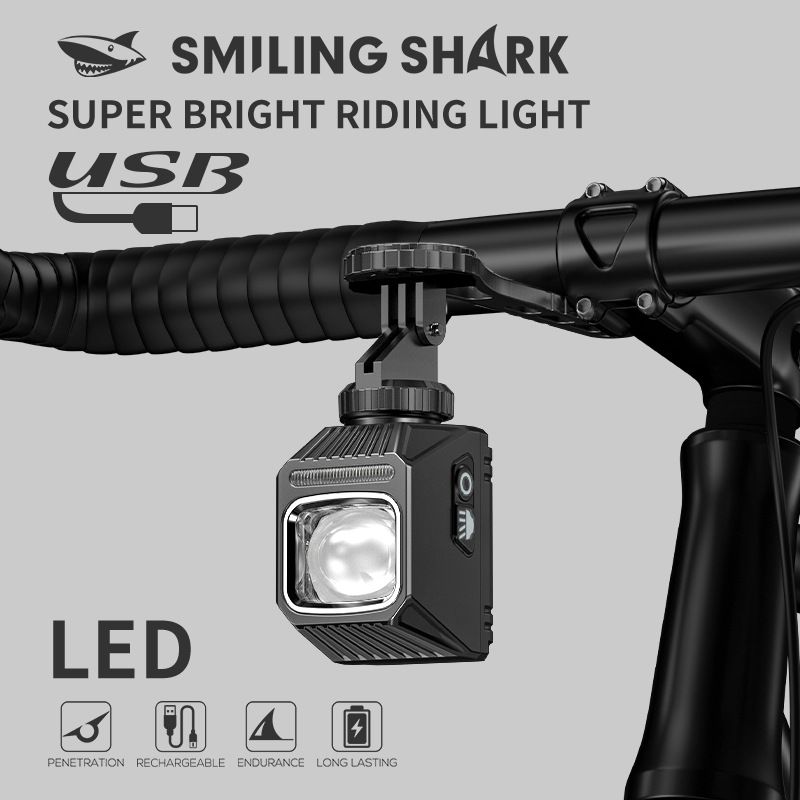 SMILING SHARK EVO1700 LED cyklistické svetlo USB-C dobíjacie hliníková zliatina viaceré režimy osvetlenia