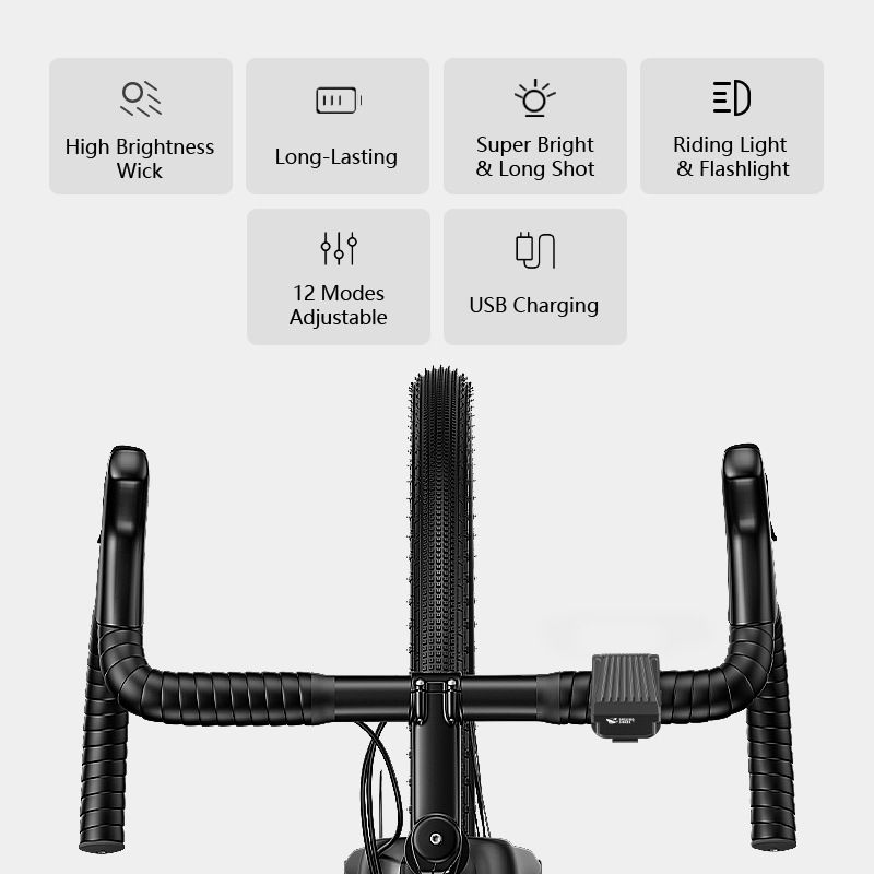 SMILING SHARK EVO1700 LED cyklistické svetlo USB-C dobíjacie hliníková zliatina viaceré režimy osvetlenia