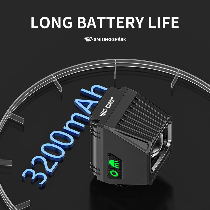 SMILING SHARK EVO1700 LED cyklistické svetlo USB-C dobíjacie hliníková zliatina viaceré režimy osvetlenia