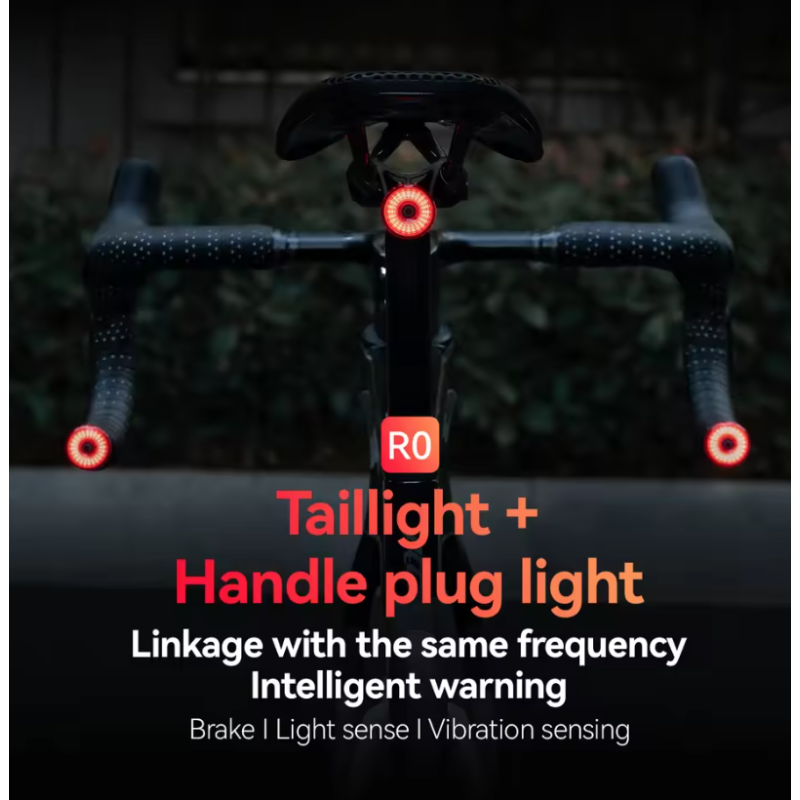 ROCKBROS R0 Koncovka Riadidiel Svetlo | Cyklosvetlo pre Bezpečnosť & Viditeľnosť | Type-C Nabíjanie