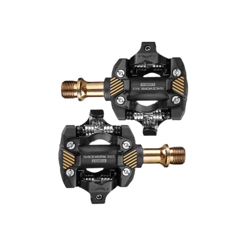 RACEWORK SPD pedále pre horský bicykel chrómová oceľ a uhlík odolné a pohodlné cyklistické doplnky