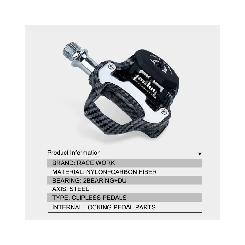 RACEWORK cestný bicyklový pedál ultra ľahké ložiská vzor z uhlíkových vlákien samosvorné profesionálne pedále