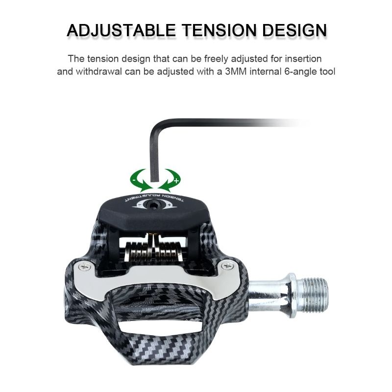 RACEWORK cestný bicyklový pedál ultra ľahké ložiská vzor z uhlíkových vlákien samosvorné profesionálne pedále