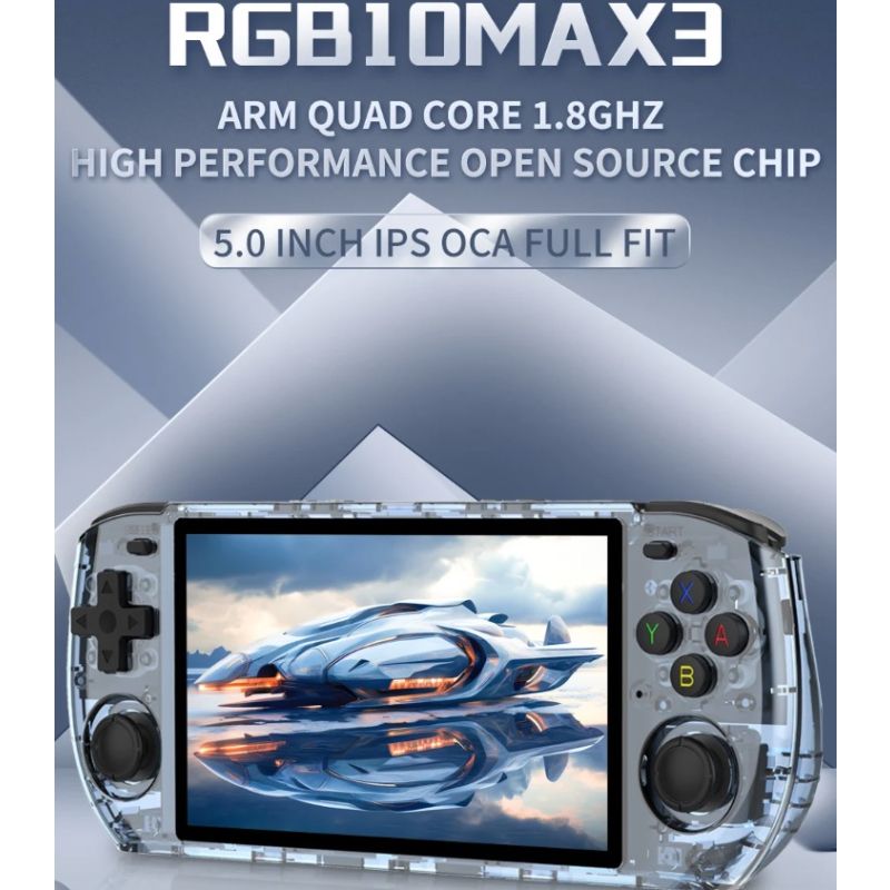 POWKIDDY RGB10 MAX3 Retro vrecková konzola s 5-palcovou IPS obrazovkou pre nostalgické hranie hráči