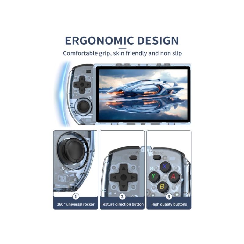 POWKIDDY RGB10 MAX3 Retro vrecková konzola s 5-palcovou IPS obrazovkou pre nostalgické hranie hráči