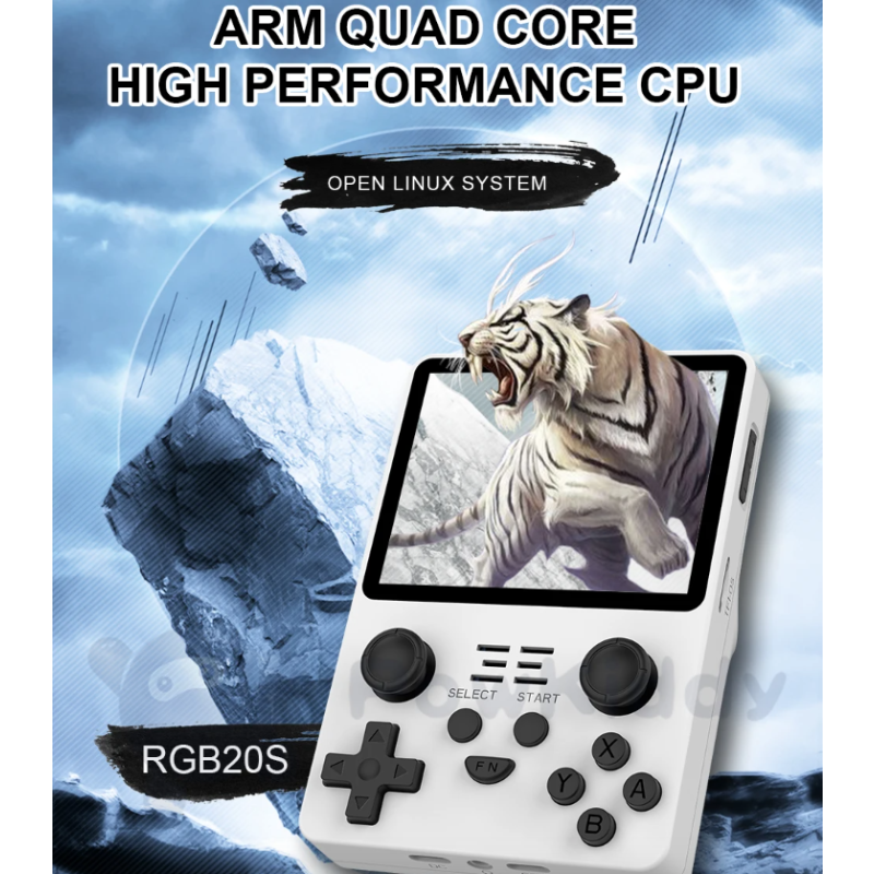 Prenosná konzola POWKIDDY RGB20S Ručná herná konzola s 3,5-palcovým 4:3 IPS displejom na Retro hranie