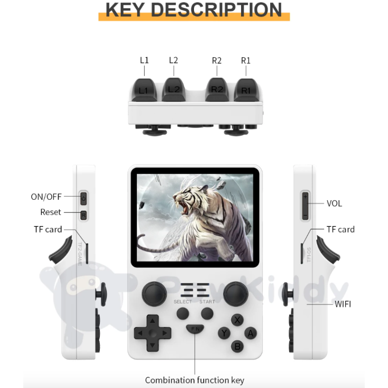 Prenosná konzola POWKIDDY RGB20S Ručná herná konzola s 3,5-palcovým 4:3 IPS displejom na Retro hranie