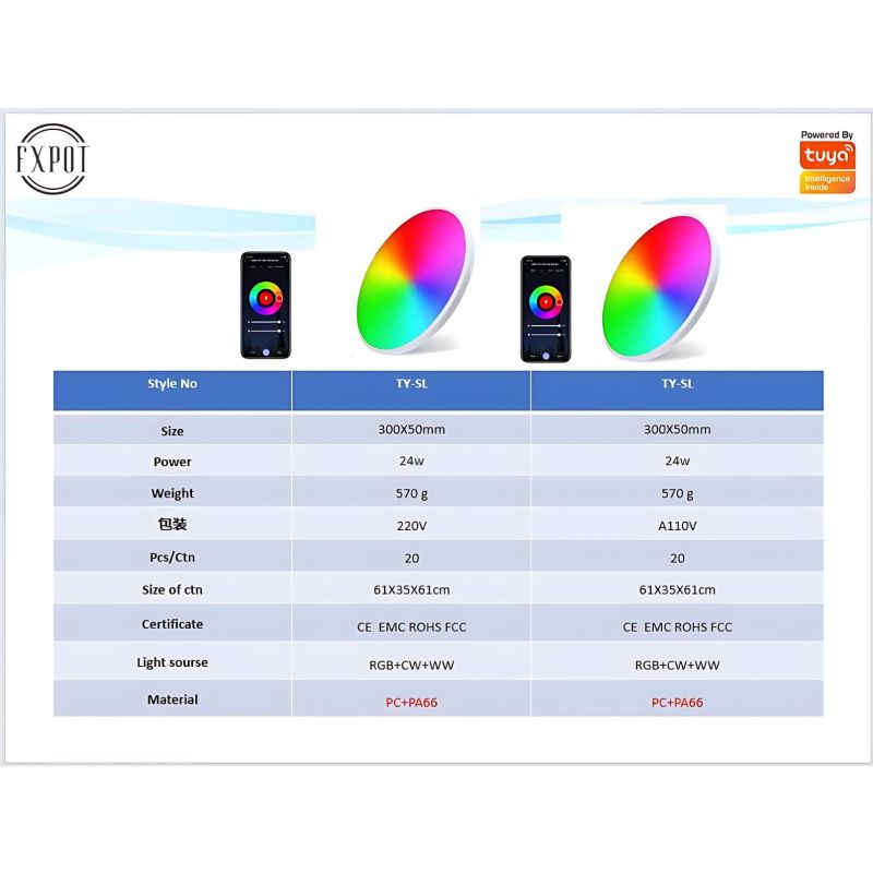 Moderné 24W Tuya Zigbee Inteligentné stropné svietidlo Wifi RGBCW pre Inteligentnú domácnosť s Alexa