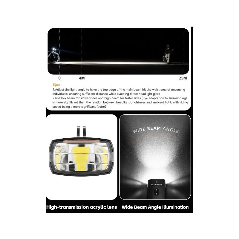 Svetlo na bicykel ROCKBROS RHL3000 3000 lúmenov predné svetlo vodotesné s 10000 mAh LED pre MTB a cyklistiku