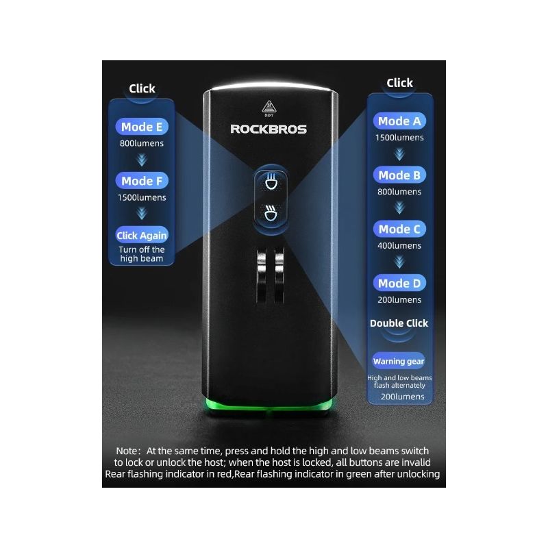 Svetlo na bicykel ROCKBROS RHL3000 3000 lúmenov predné svetlo vodotesné s 10000 mAh LED pre MTB a cyklistiku