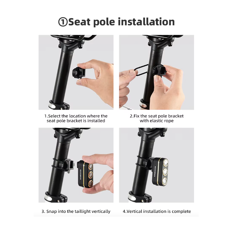 ROCKBROS Inteligentné zadné svetlo na bicykel IP64, brzdový senzor, Type-C, bezpečnosť na bicykli!