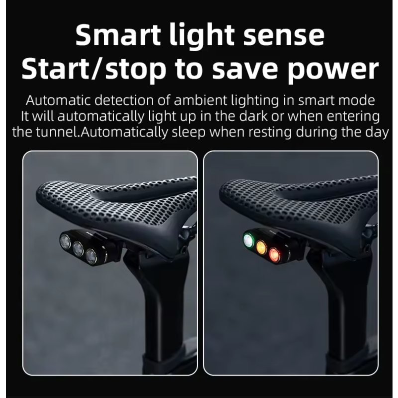 ROCKBROS Inteligentné zadné svetlo na bicykel IP64, brzdový senzor, Type-C, bezpečnosť na bicykli!