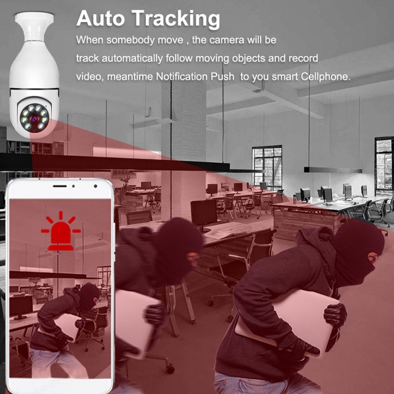 5G Wifi E27 žiarovka Sledovacia kamera s nočným videním a obojsmerným audio do inteligentnej domácnosti
