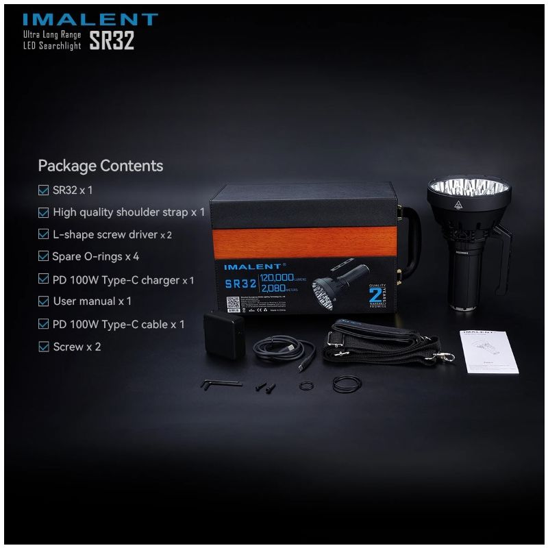 IMALENT SR32 výkonná baterka s 120000 lumenov pre vonkajšie osvetlenie a núdzový nástroj dosah 2080 metrov