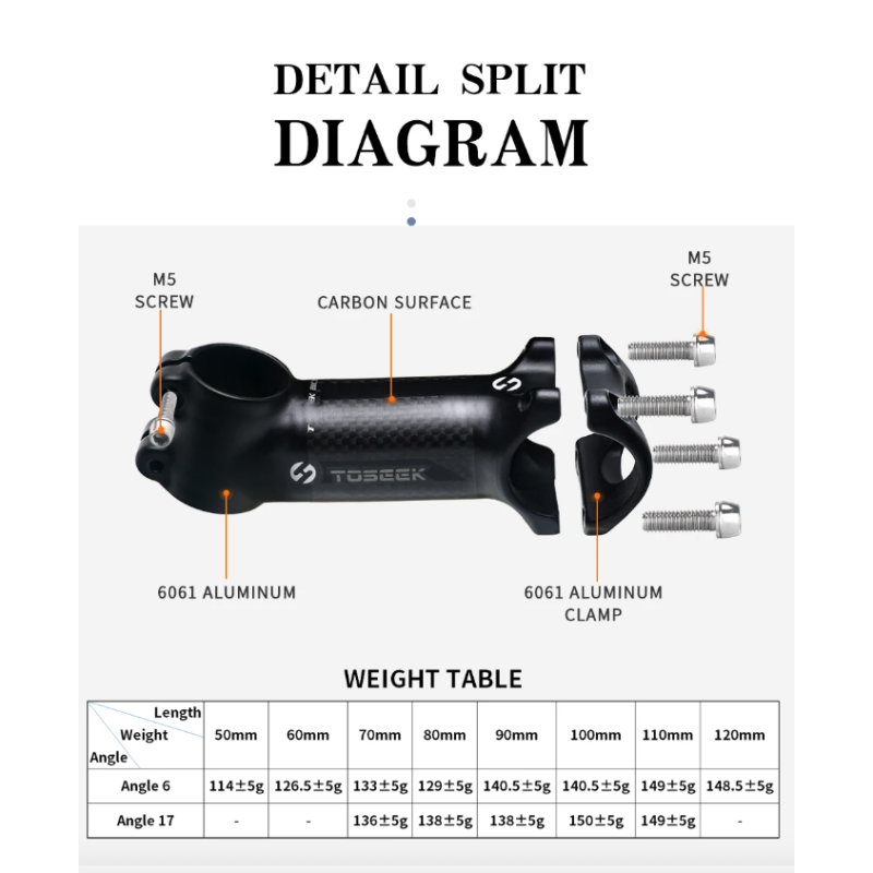 TOSEEK MTB predstavec 28,6-31,8 mm pre cyklistických nadšencov ľahký hliník a uhlík rôzne dĺžky a uhol